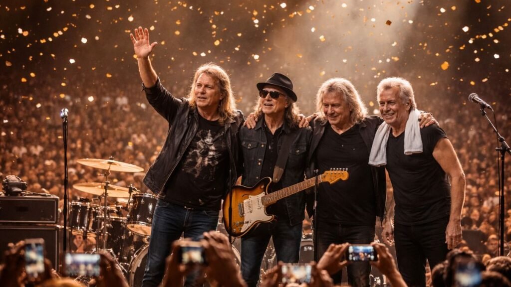 A legendary rock band shocks fans with sudden retirement after 50 years leaving behind a single overrated hit that defined a generation