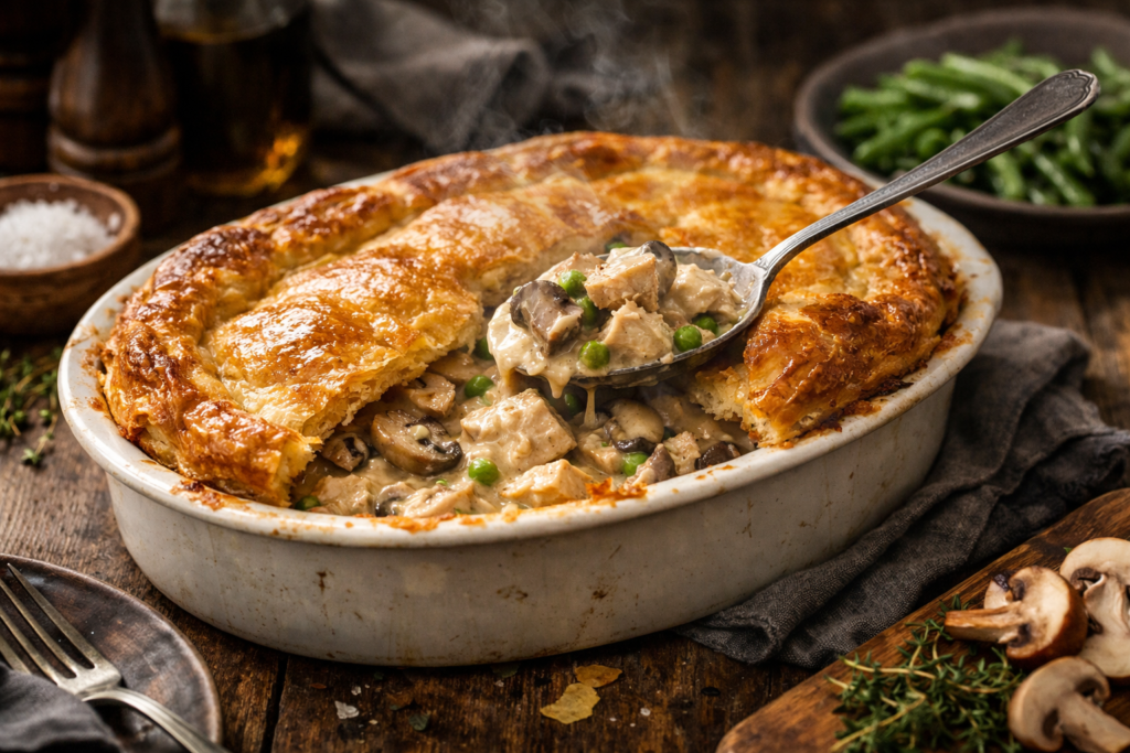 This creamy chicken and mushroom pie is comfort food done right