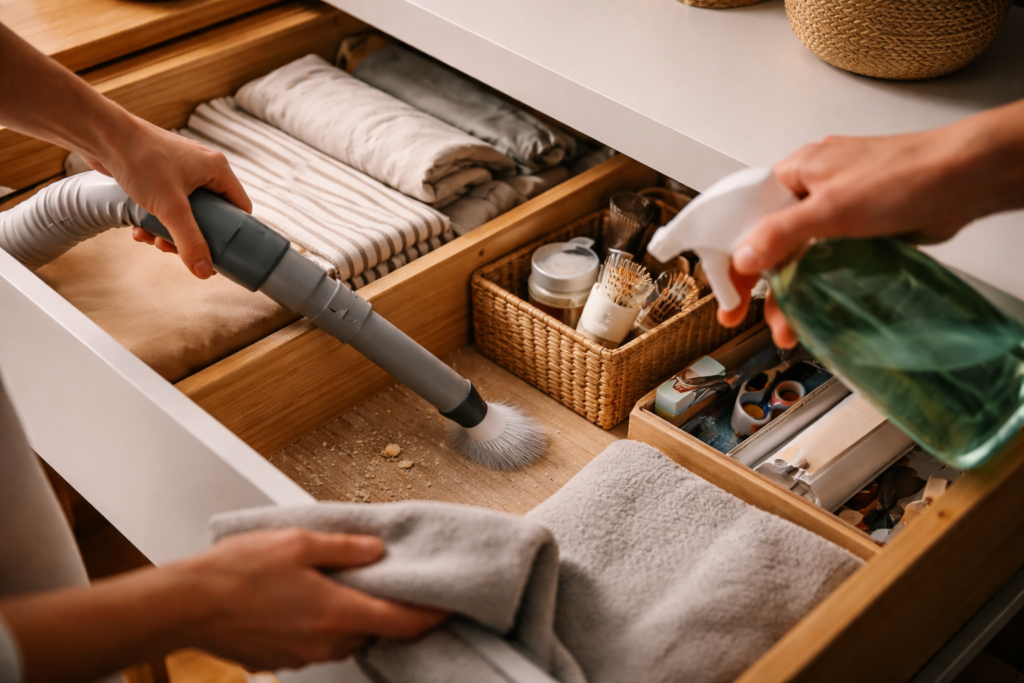 The best way to clean inside drawers without emptying everything