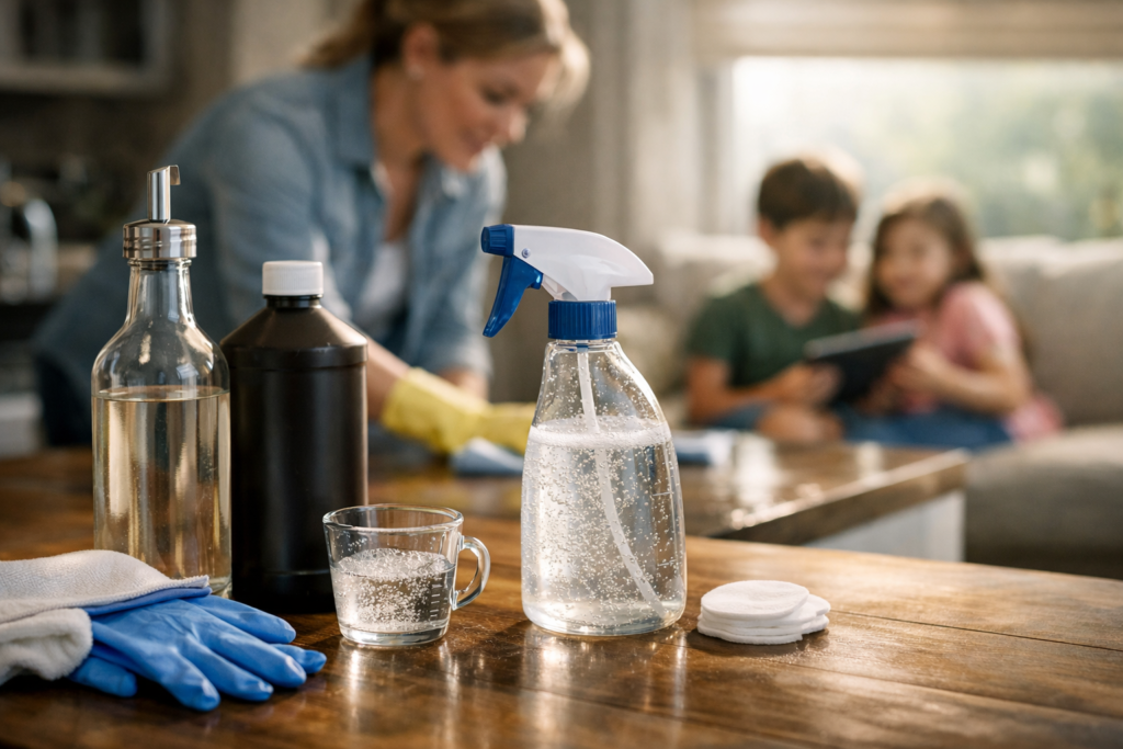 Mixing vinegar and hydrogen peroxide protects your family better than store bought disinfectants