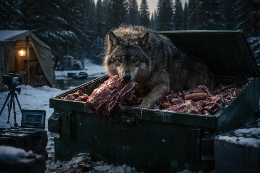 In Canada, a surreal and unprecedented scene left scientists speechless: a wolf outsmarted human ingenuity for a feast