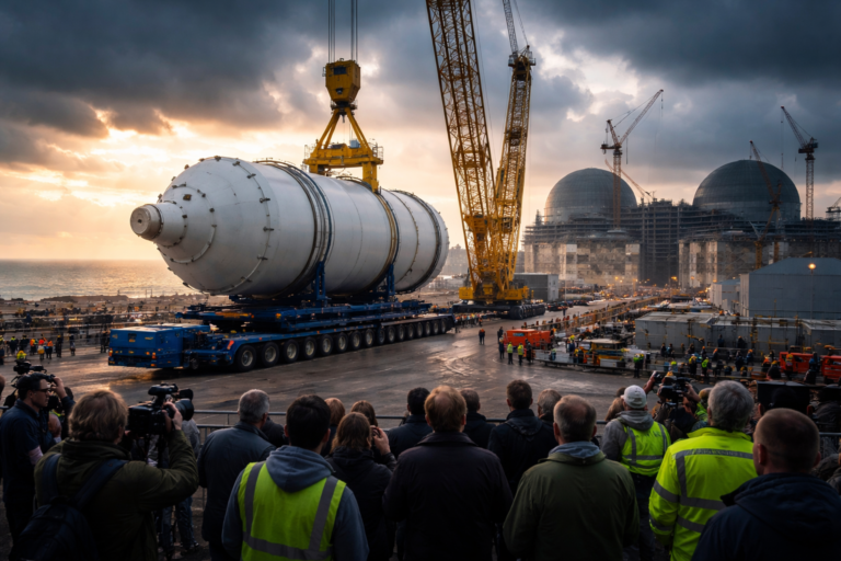 An epic 1 000 km journey ends with a 500 tonne giant for Hinkley Point C’s nuclear reactor and a fierce debate over whether this is progress or a dangerous mistake