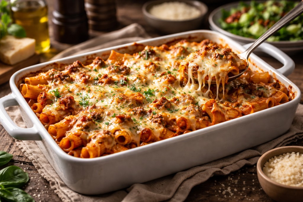 This baked pasta is what I cook when I want food that lasts
