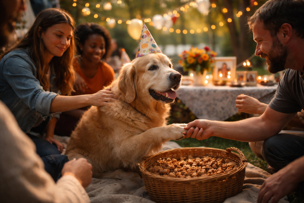 Before saying goodbye because he was gravely ill, this dog handed out treats and affection at a moving farewell party