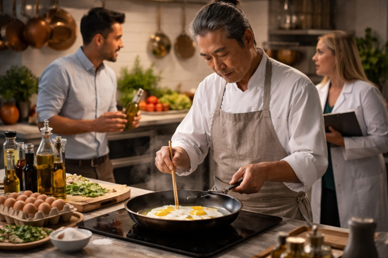 Nutritionists clash as this Japanese chef’s egg technique suggests traditional frying oils are overrated, unhealthy and totally unnecessary