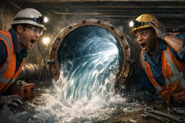 A basic household product washed down the pipes restored perfect flow leaving repair workers stunned