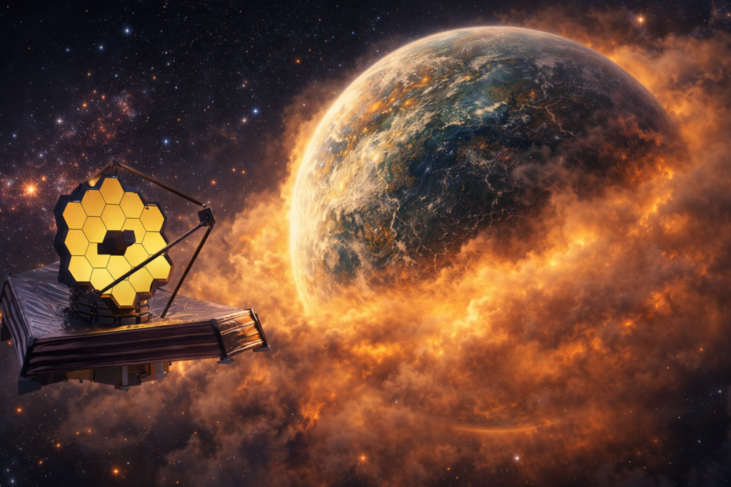 Webb Telescope Spots Impossible Atmosphere Around Ancient Super-Earth