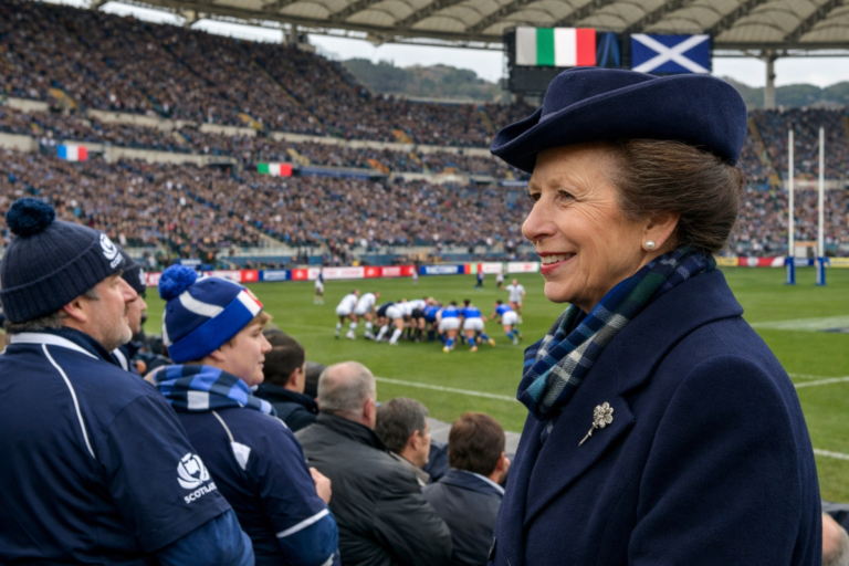 The Princess Royal, As Patron Of The Scottish Rugby Union, Will Attend Italy Vs Scotland International Rugby Match At Stadio Olimpico In Rome